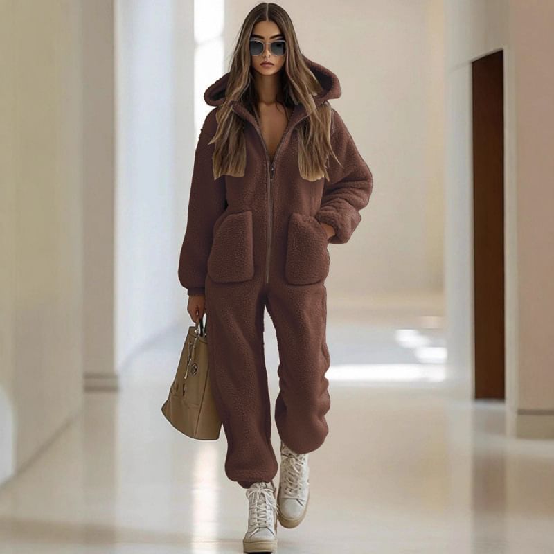 Women's Hooded Straight Leg Jumpsuit.