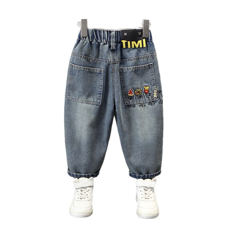 Loose Straight Leg Denim Pants for Boys