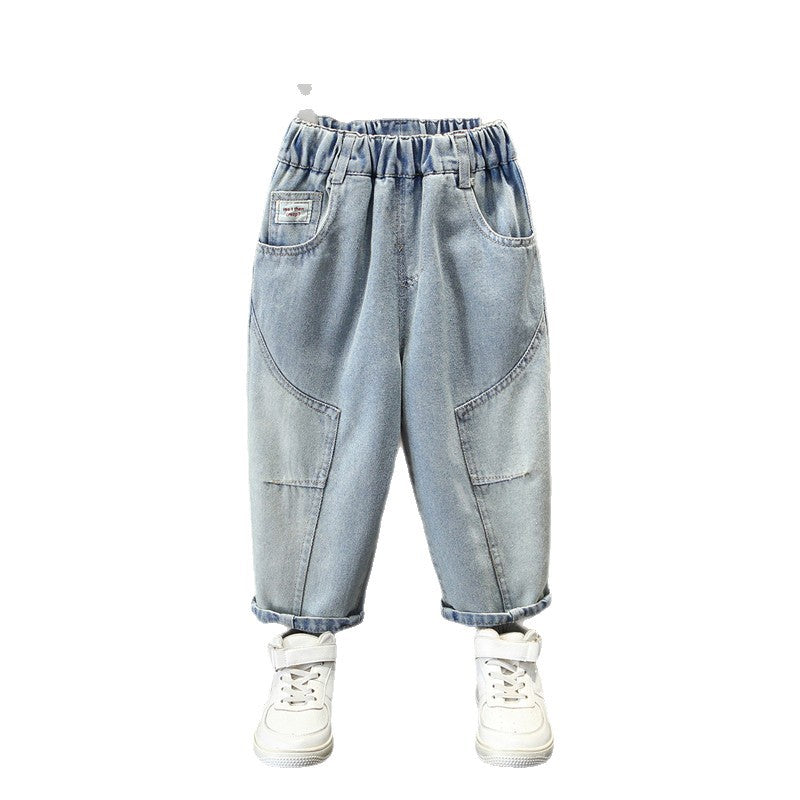 Boys Casual Light Wash Vintage Denim Jeans