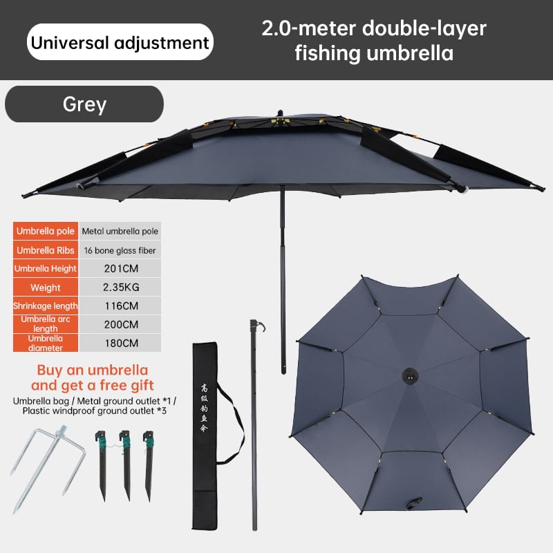 6.6FT Double Canopy Beach Umbrella – UV Protective, Waterproof Sun Shade for Garden, Camping & Fishing.