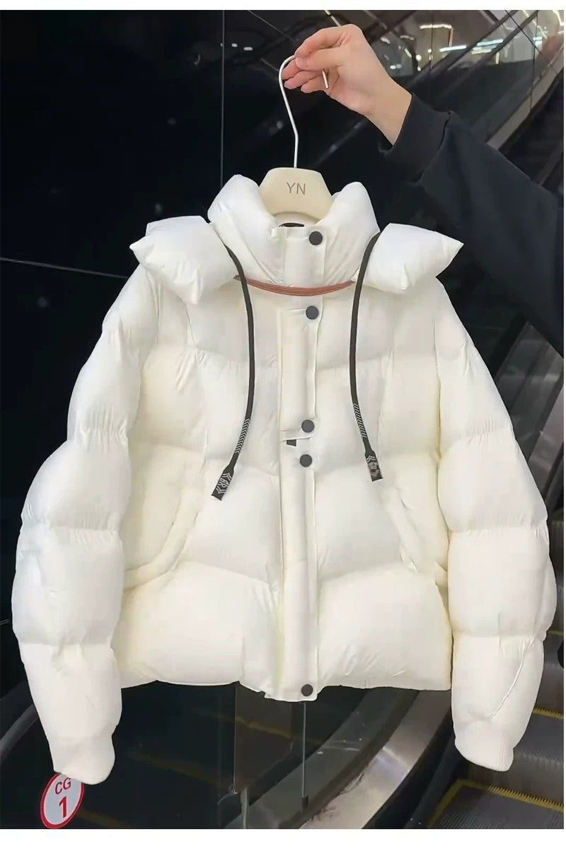 Thick Quilted Down Cotton Loose Puffer Jacket for Women