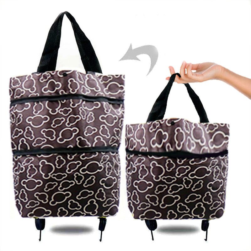 Portable Foldable Shopping Cart with Wheels - Lightweight Backpack Style Travel Trolley for Groceries & Storage