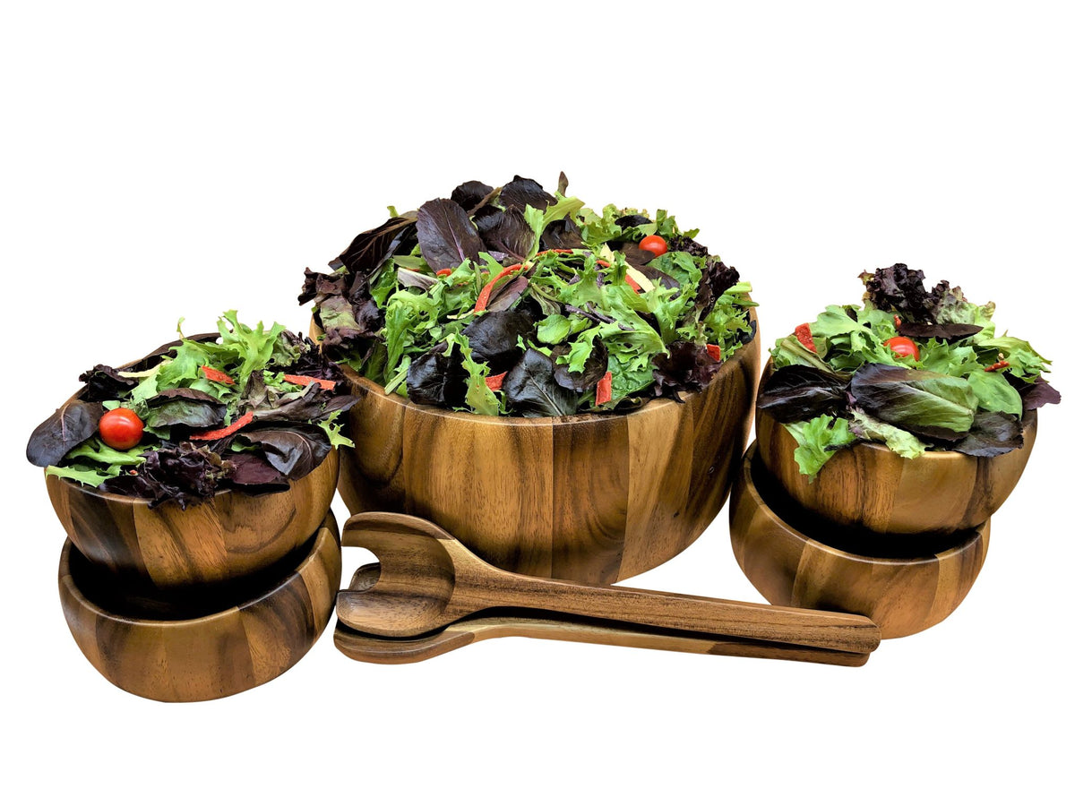 Dragor 7 Piece - Extra Large Salad Bowl with Servers and 4 Individuals.