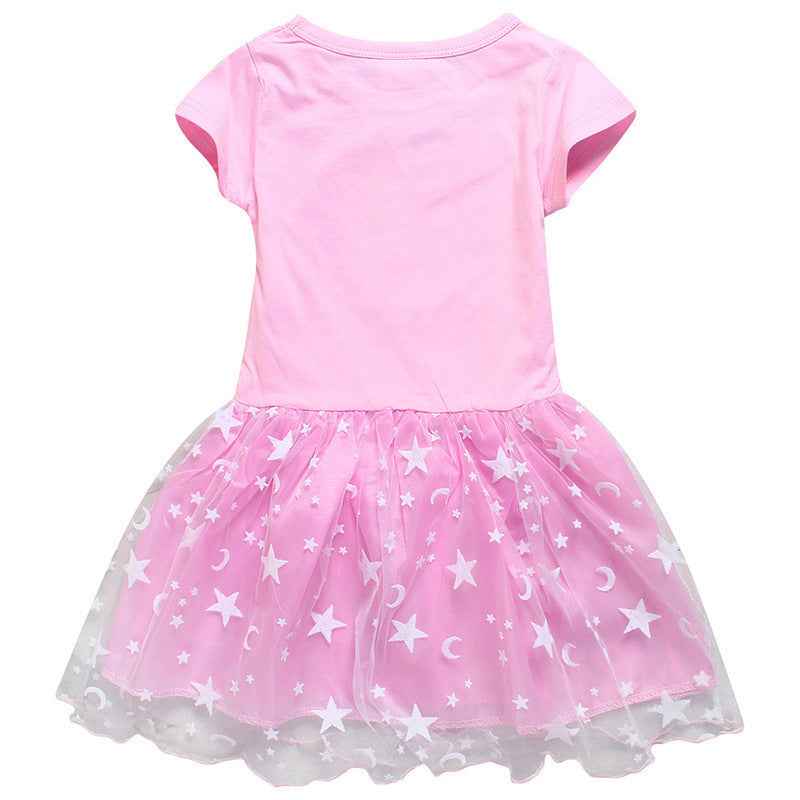 Girls' 3D Print Cotton Dress.