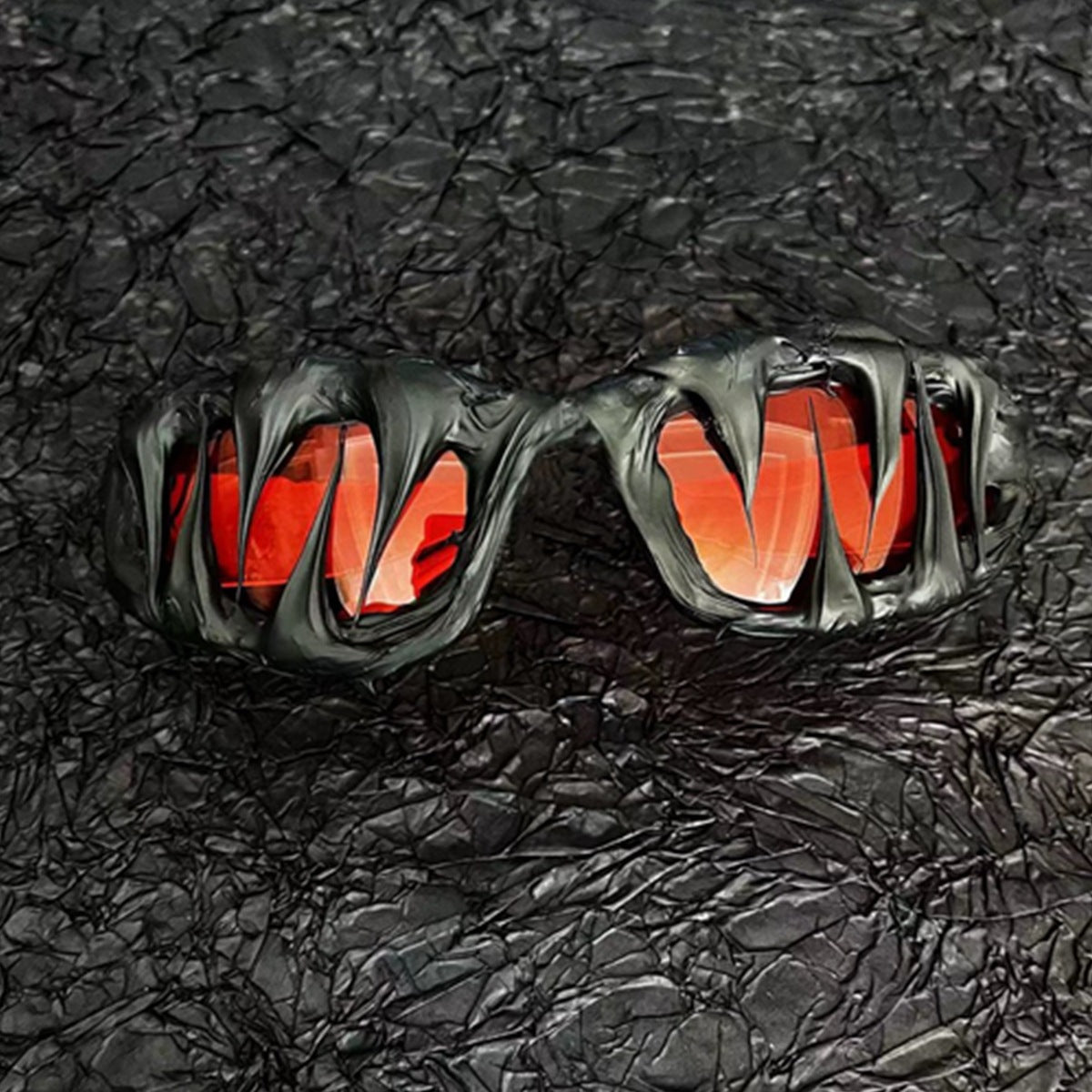 Gothic Demon Eye Resin Novelty Sunglasses – Red Lens.