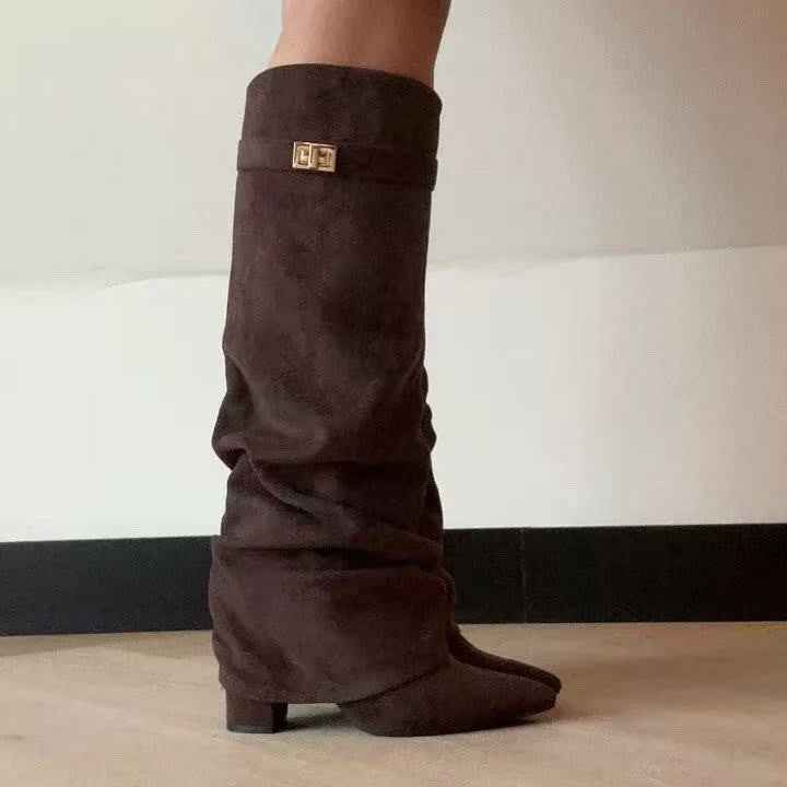 Women's Chunky Heel Mid-Calf Boots.