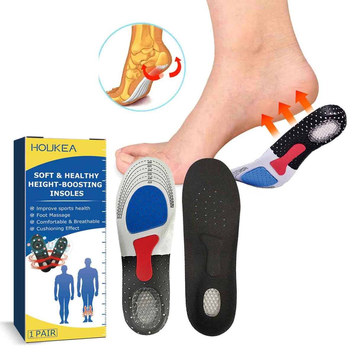 Arch Support Height-Boosting Insoles – Non-Slip & Breathable.