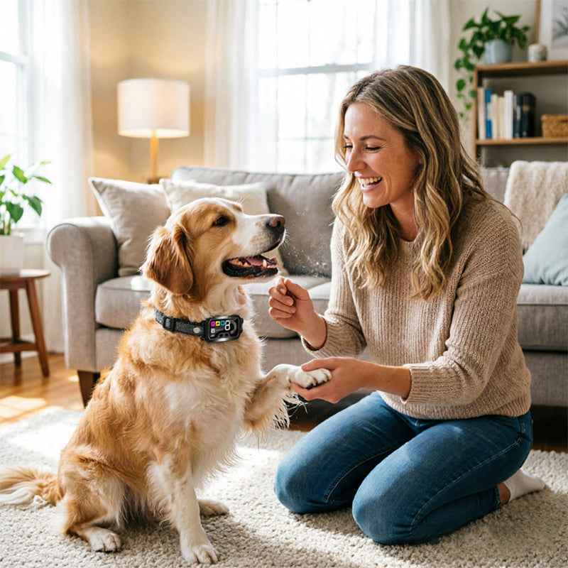 Smart Dog Bark Control Collar w/ Color Screen, Multi Stop Modes, 8-Level Sensitivity, IP67 Waterproof.