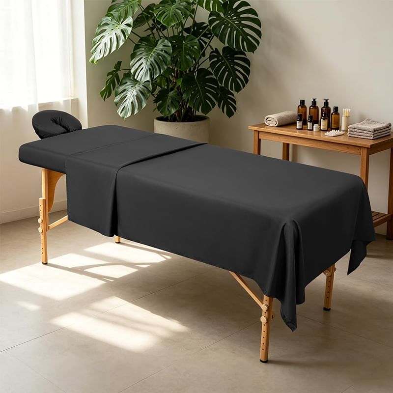 3-Piece Massage Table Sheet Set – Solid Color, Washable & Durable.