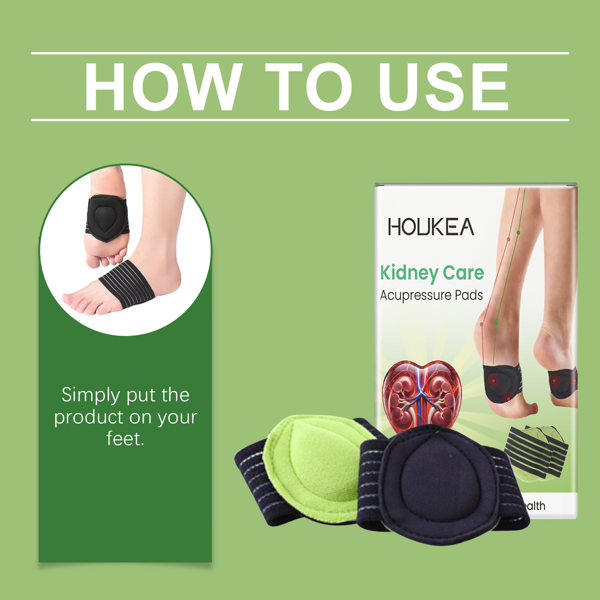 HouKea Kidney Care Acupressure Foot Pads.