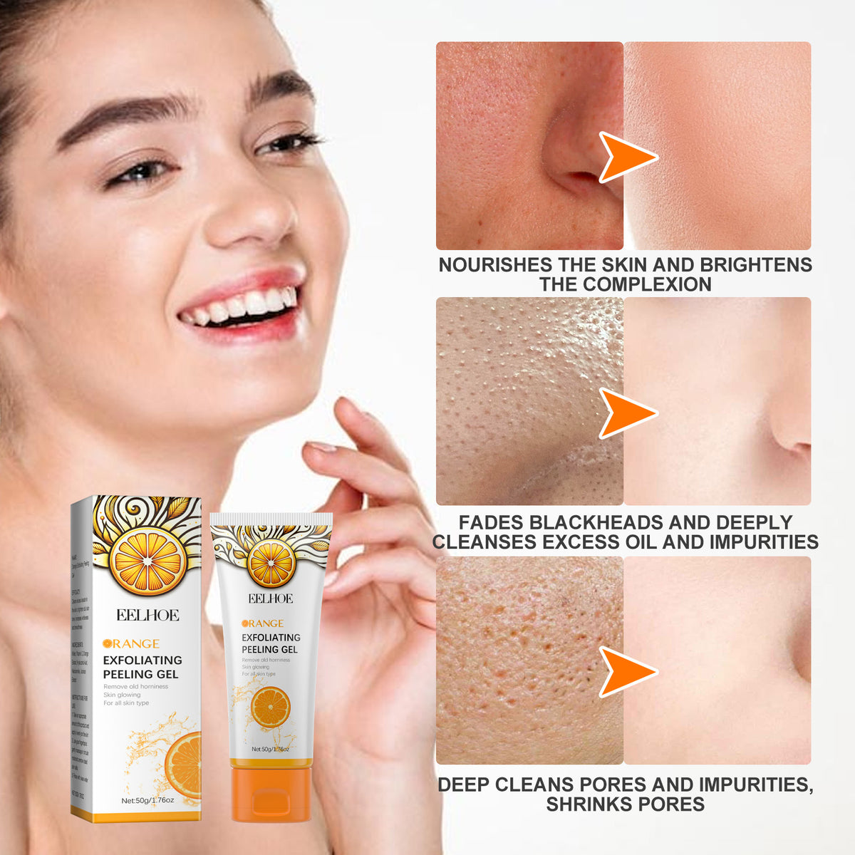EELHOE Exfoliating Gel For Deep Cleansing, Anti-Acne Blackheads, Moisturizing Skin, Shrinking Pores And Brightening Gel