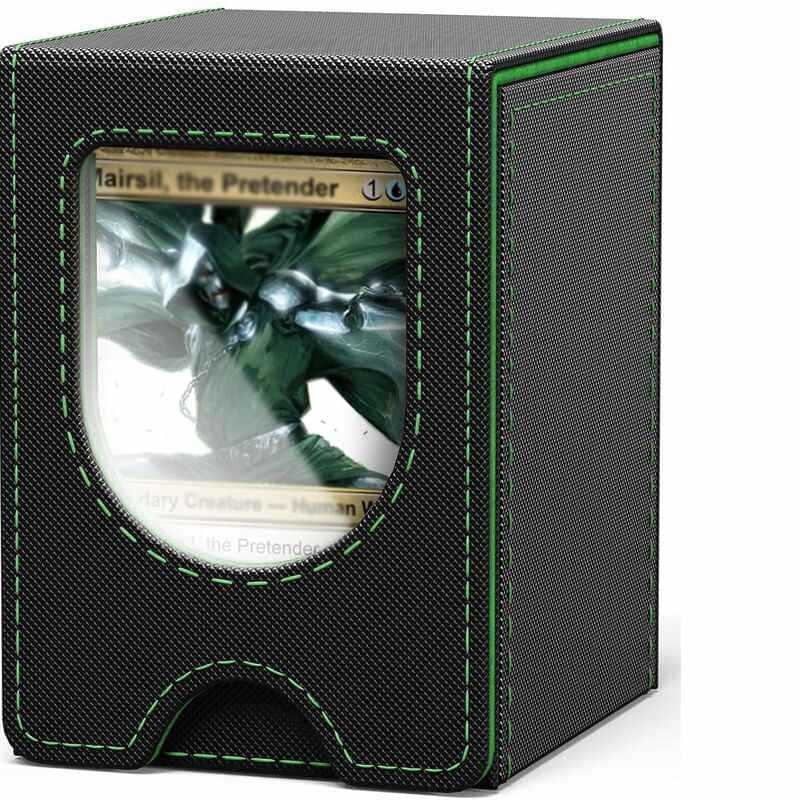 Leather TCG Card Storage Box – 100+ Card Capacity Organizer with Dividers for Trading Card Games.