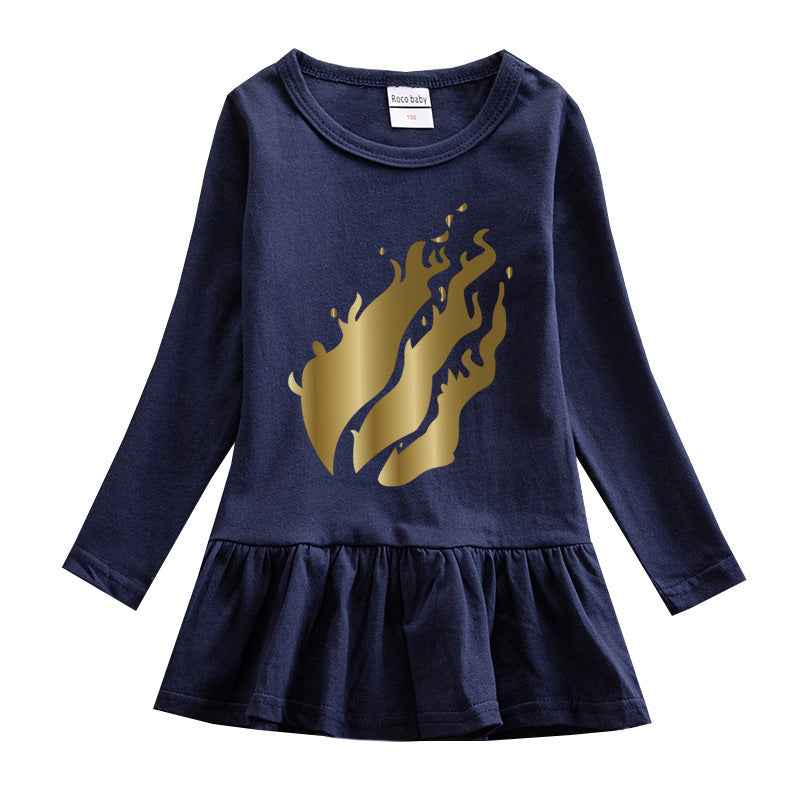 Girls' Round Neck Cotton Dress.