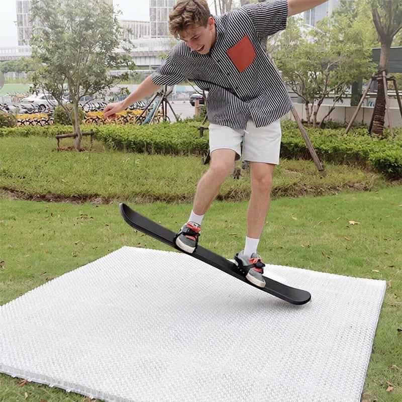Indoor Ski Carpet White Mushroom Grass Mat + Modular Snowboard & Adult Unisex Skateboard Kit Combo Set.