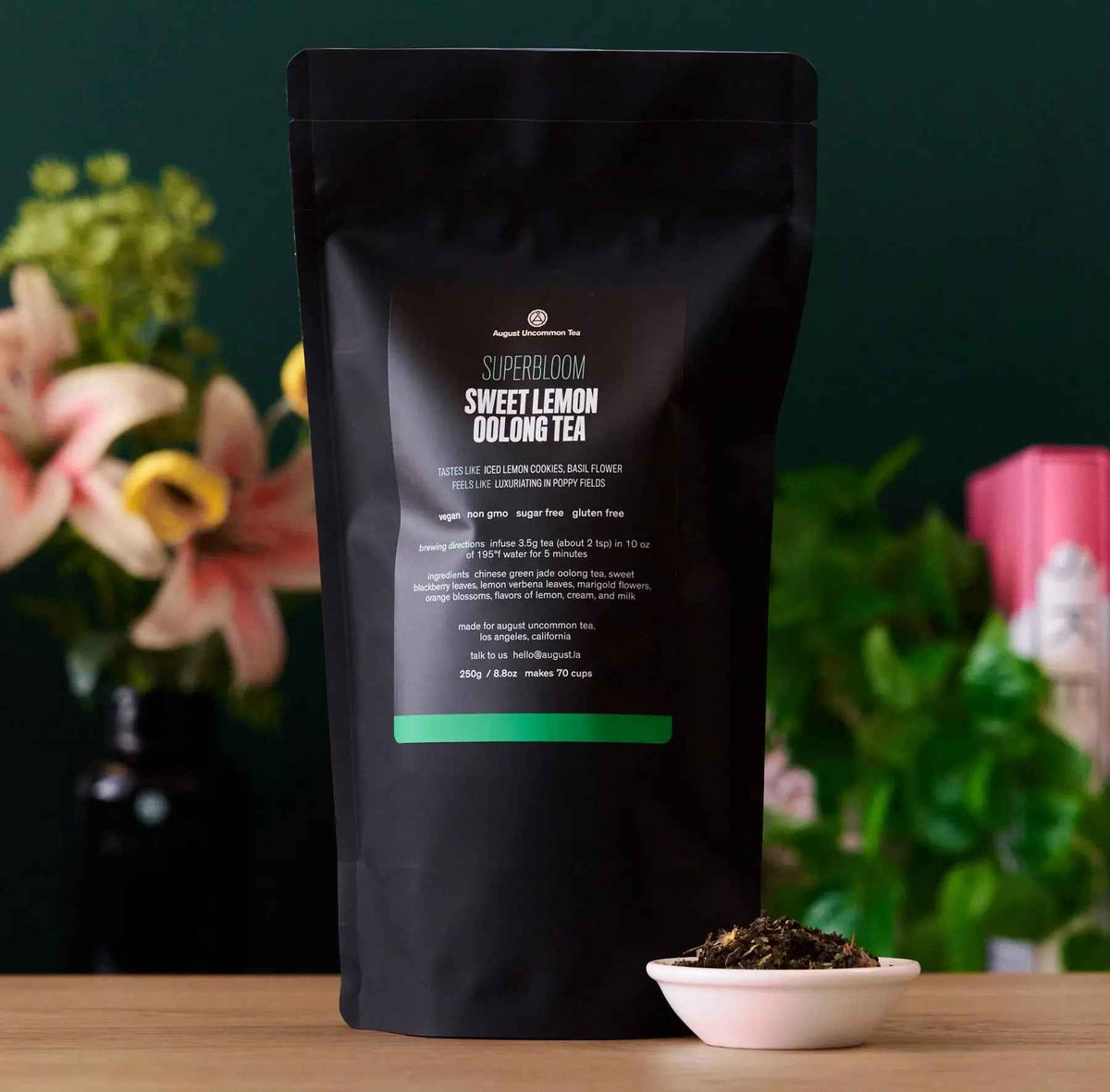 August Superbloom Sweet Lemon Oolong Tea – 50g (Vegan, Non-GMO).