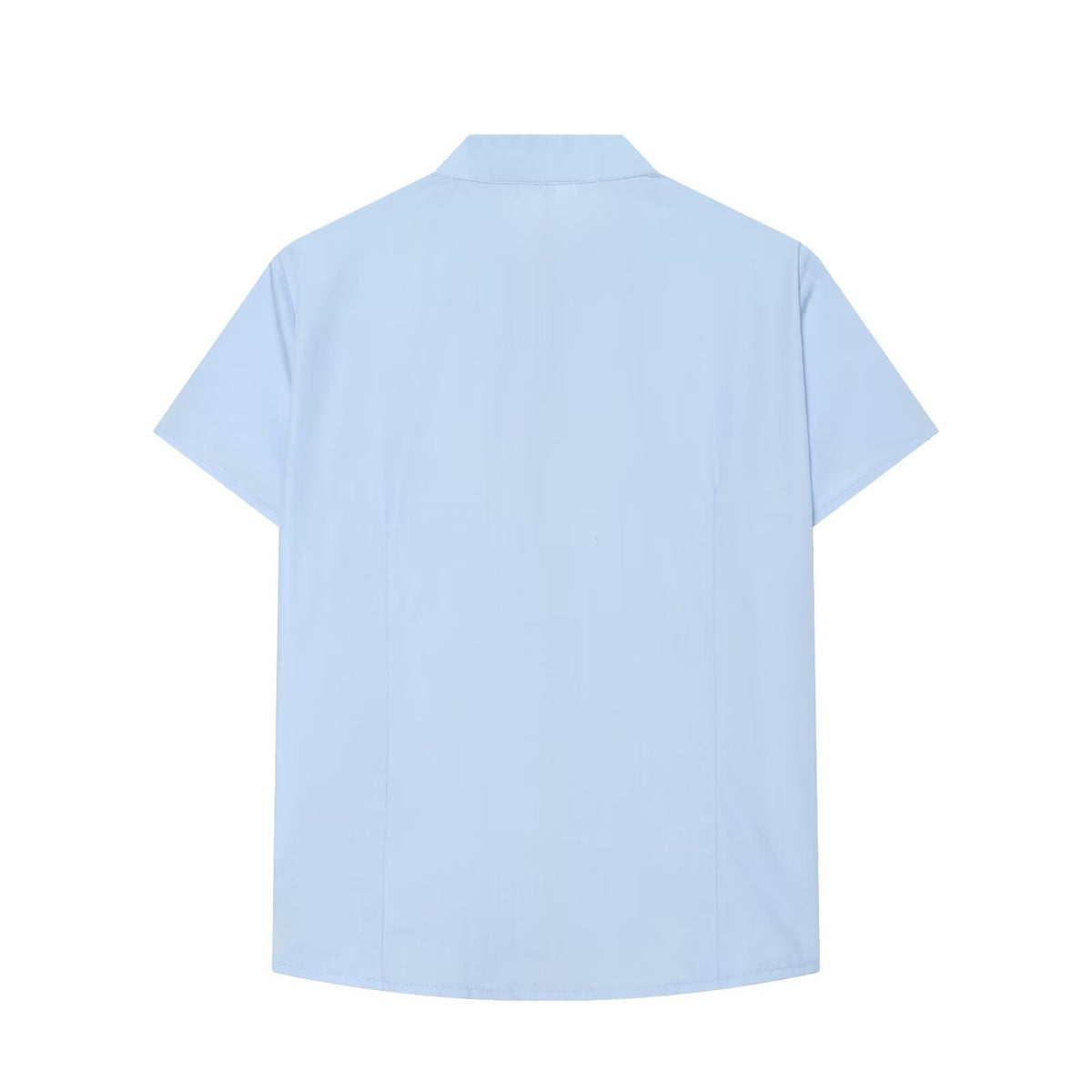 Knot buckle short sleeved stand up collar shirt for women