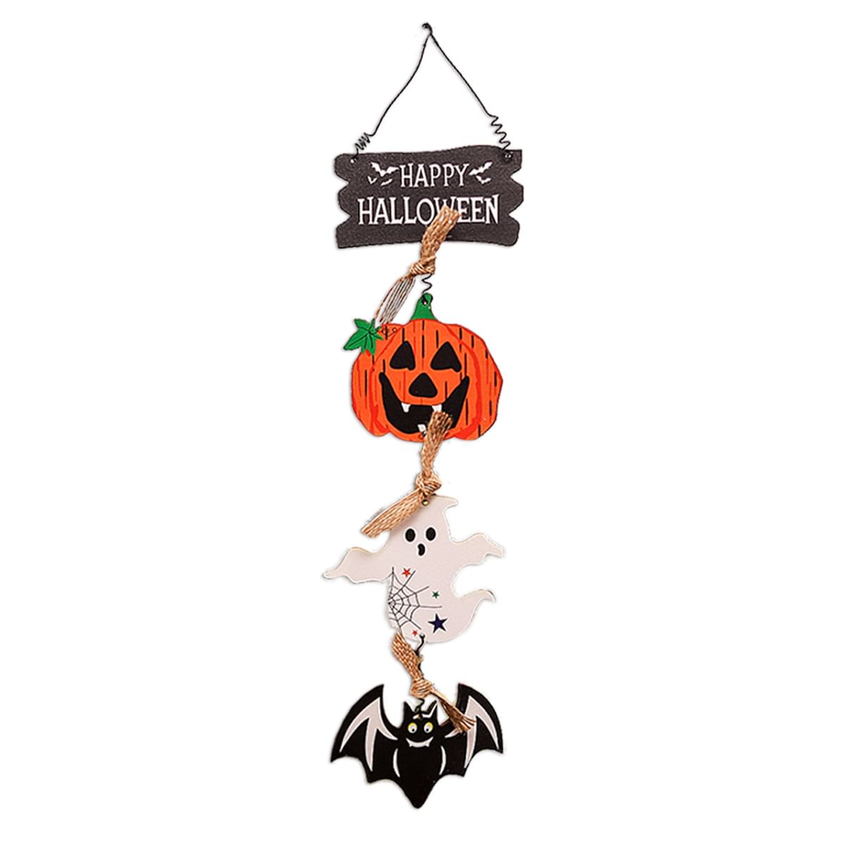 Halloween Pumpkin & Ghost Wooden Door Hanger.
