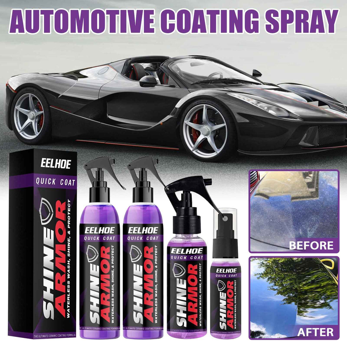 Quick Coat Ceramic Spray Waterless Wash Protect Shine Armor 30ml Coating