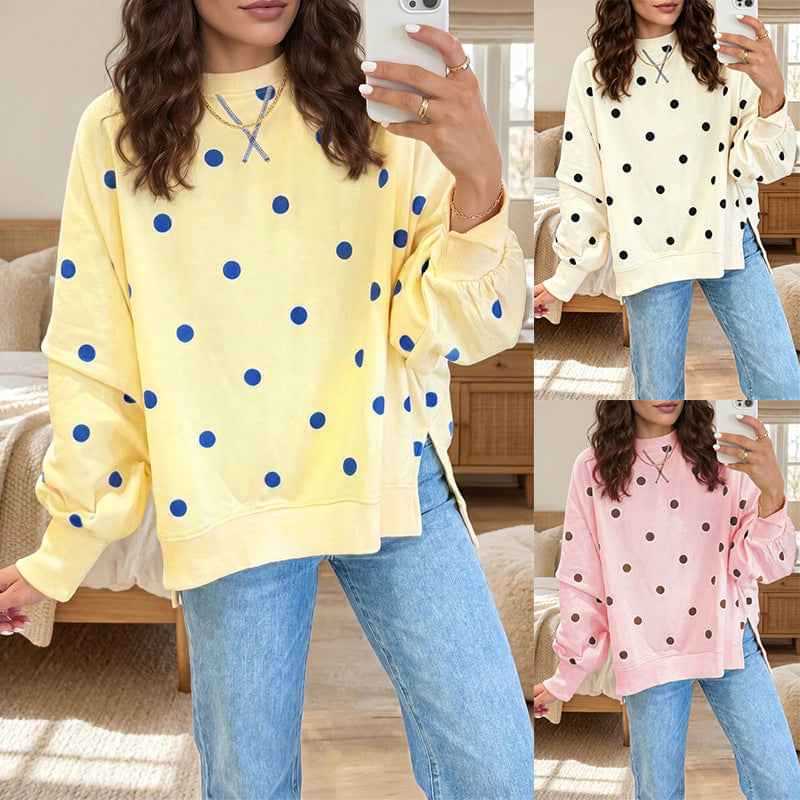 Women's Polka Dot Contrast Hoodie.