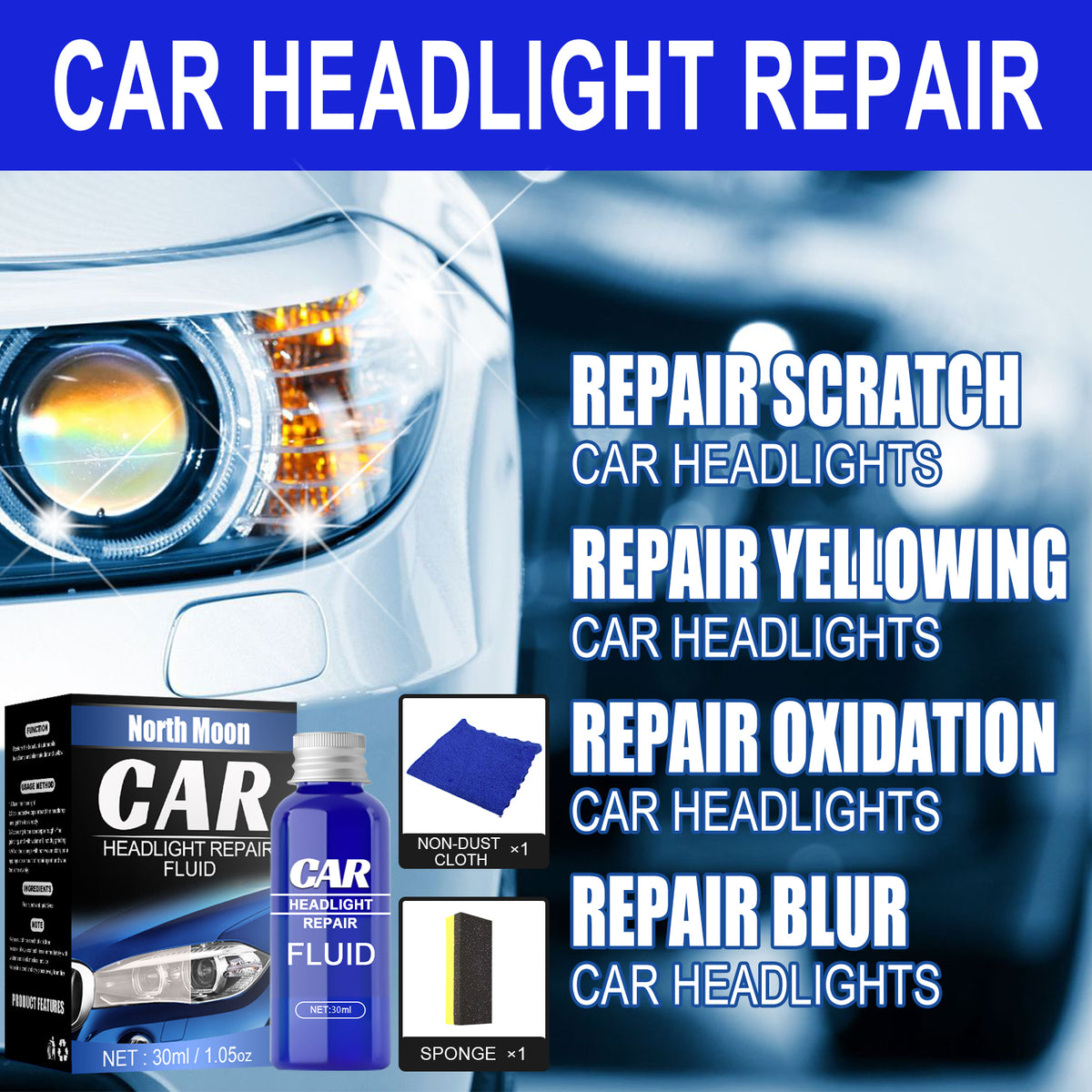 Car Headlight Repair & Restoration Kit (30ml).