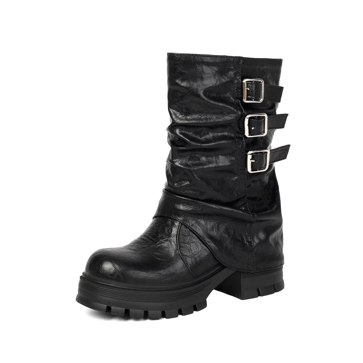 Women's Punk Style Low-Cut Boots with Chunky Heel.