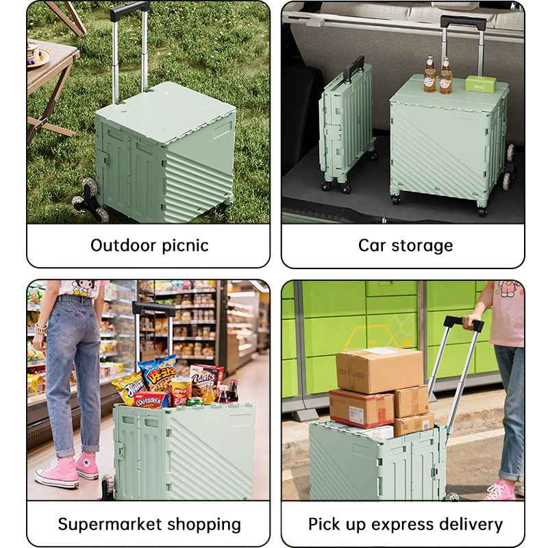 Folding Utility Cart with Lid – Rolling Storage Wagon for Shopping, Travel & Outdoor Activities.