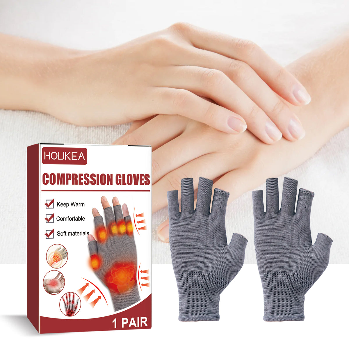 HouKea Compression Gloves for Arthritis & Joint Warmth – 1 Pair.
