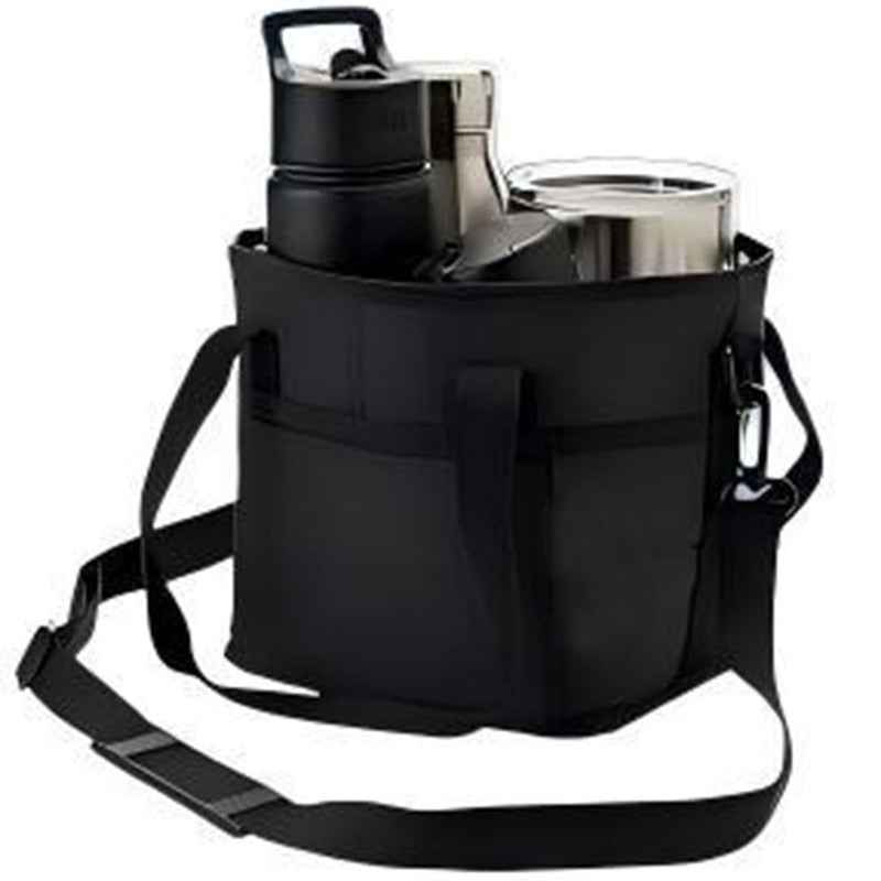 4-Compartment Leakproof Drink Carrier Bag – Adjustable Strap Beverage Holder for Car & Travel.