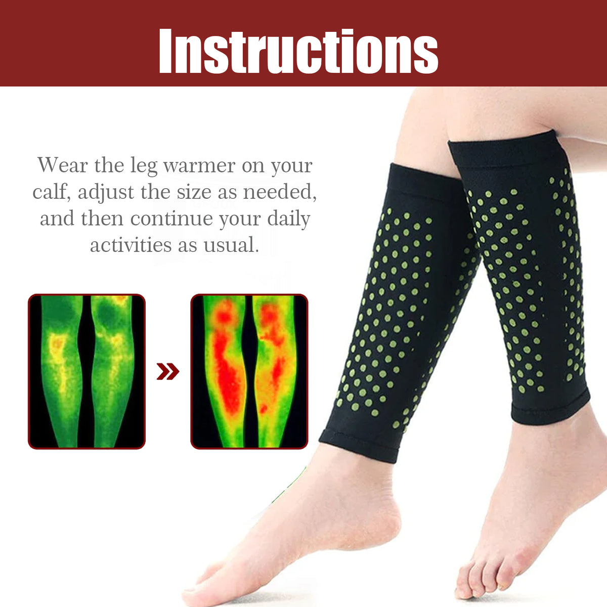 HouKea Swell Guard Self-Heating Lymphatic Calf Sleeves – 1 Pair.