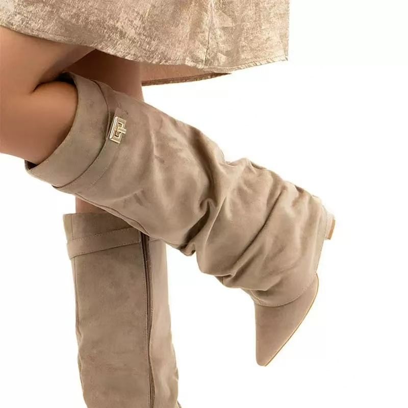 Women's Chunky Heel Mid-Calf Boots.