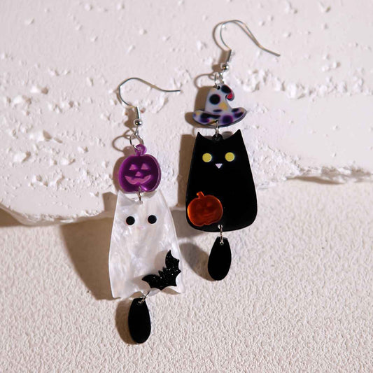 Halloween Ghost Pumpkin Bat Acrylic Earrings.