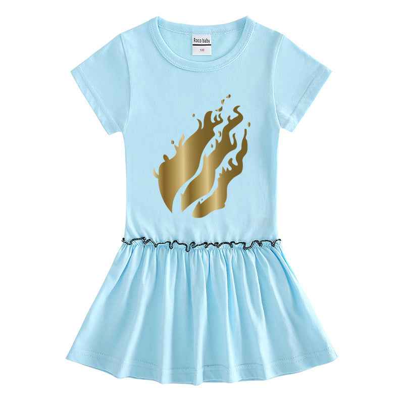 Children's Short Sleeve Cotton Dress for Girls.