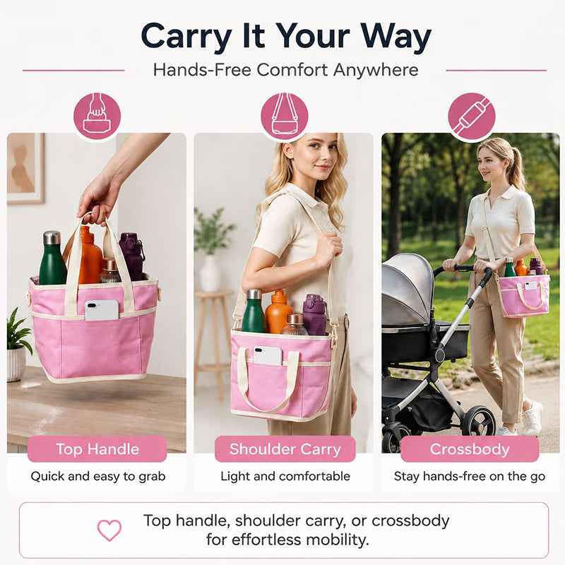 4-Compartment Leakproof Drink Carrier Bag – Adjustable Strap Beverage Holder for Car & Travel.