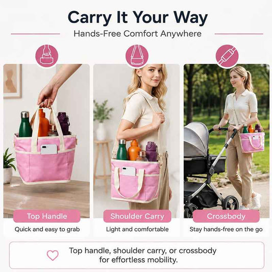 4-Compartment Leakproof Drink Carrier Bag – Adjustable Strap Beverage Holder for Car & Travel.