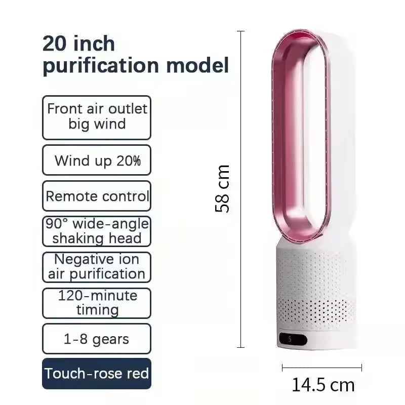 Bladeless Tower Fan with Air Purifier – Ultra-Quiet for Bedroom & Office.