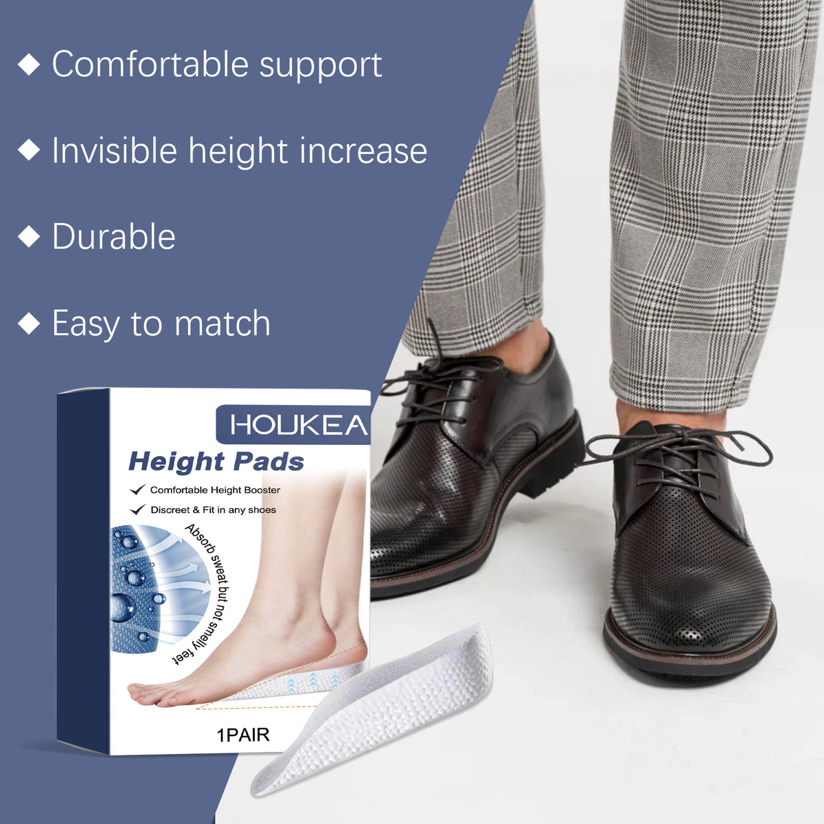 HouKea Height Pads Insoles Lift Heel Polyurethane Pair Comfortable Durable