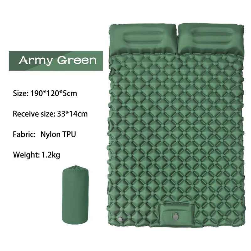 Ultralight Inflatable Camping Sleeping Pad with Pillow.