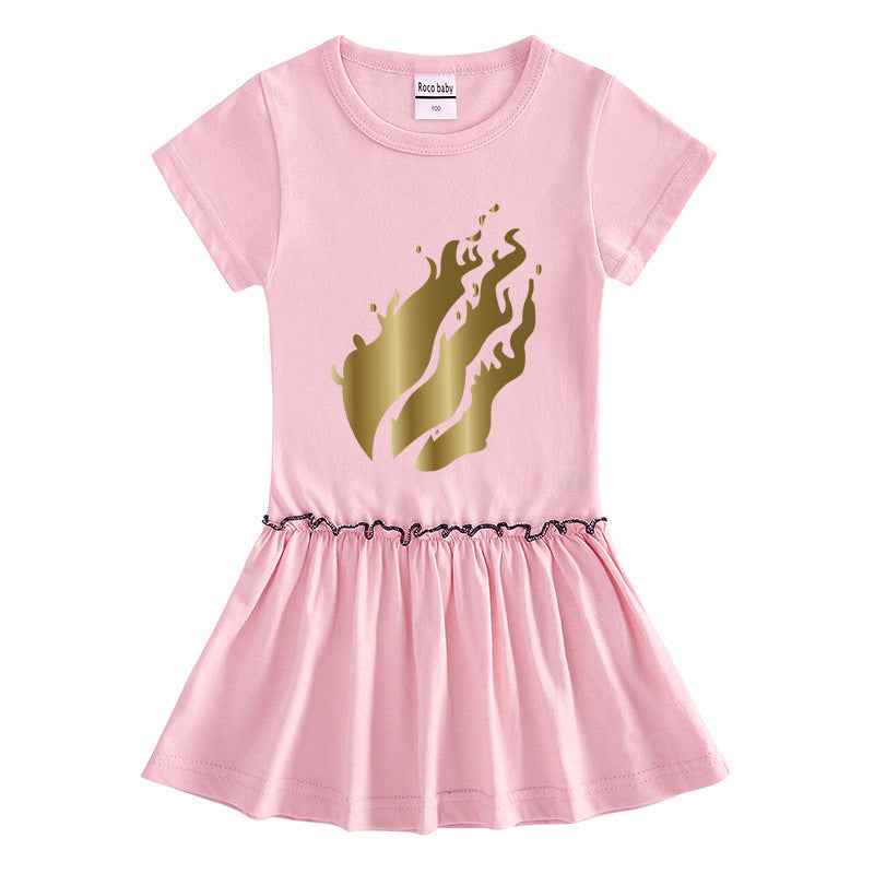 Children's Short Sleeve Cotton Dress for Girls.