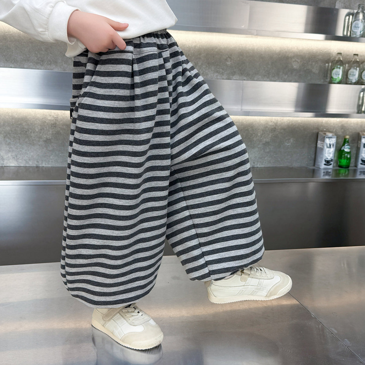 Boys Striped Tapered Sweatpants