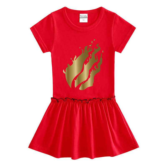 Children's Short Sleeve Cotton Dress for Girls.