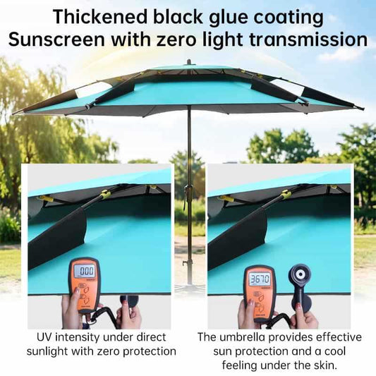 6.6FT Double Canopy Beach Umbrella – UV Protective, Waterproof Sun Shade for Garden, Camping & Fishing.