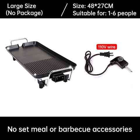 1500W Electric Teppanyaki Grill, Smokeless Non-Stick Griddle, Portable Tabletop BBQ Plate with Adjustable Temp.