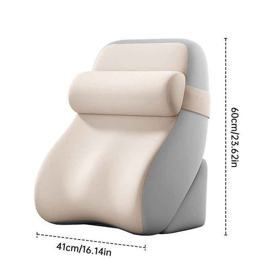 Ergonomic Back Support & Neck Roll Cushion Set – PU Leather.