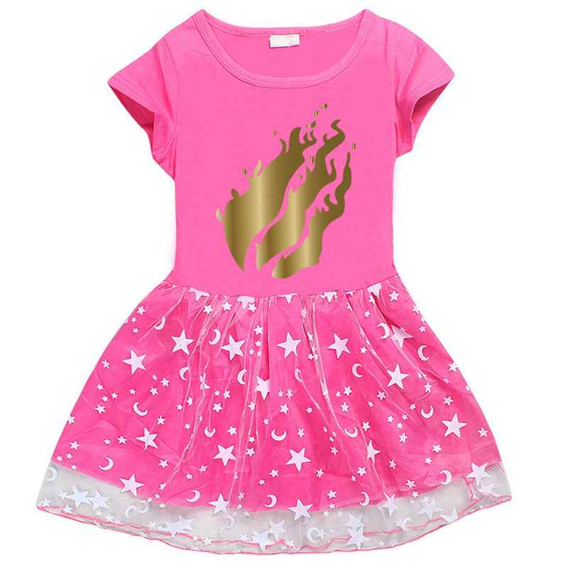 Girls' 3D Print Cotton Dress.