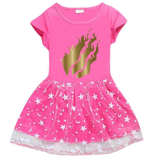 Girls' 3D Print Cotton Dress.