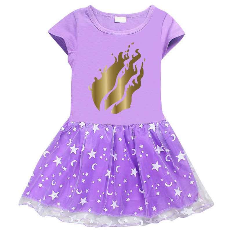 Girls' 3D Print Cotton Dress.