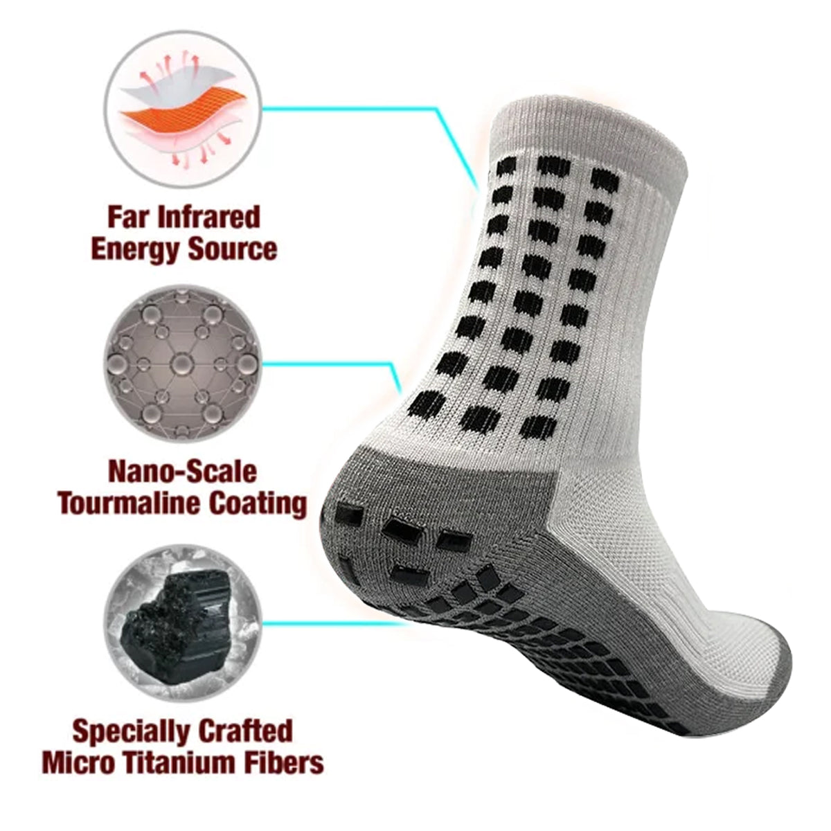 HouKea PeakGrowth Far Infrared Tourmaline Anti-Slip Socks – 1 Pair.