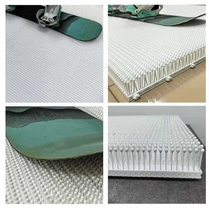 Indoor Ski Carpet White Mushroom Grass Mat + Modular Snowboard & Adult Unisex Skateboard Kit Combo Set.