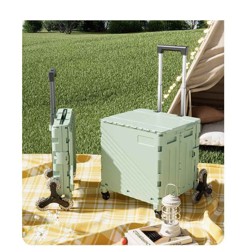 Folding Utility Cart with Lid – Rolling Storage Wagon for Shopping, Travel & Outdoor Activities.