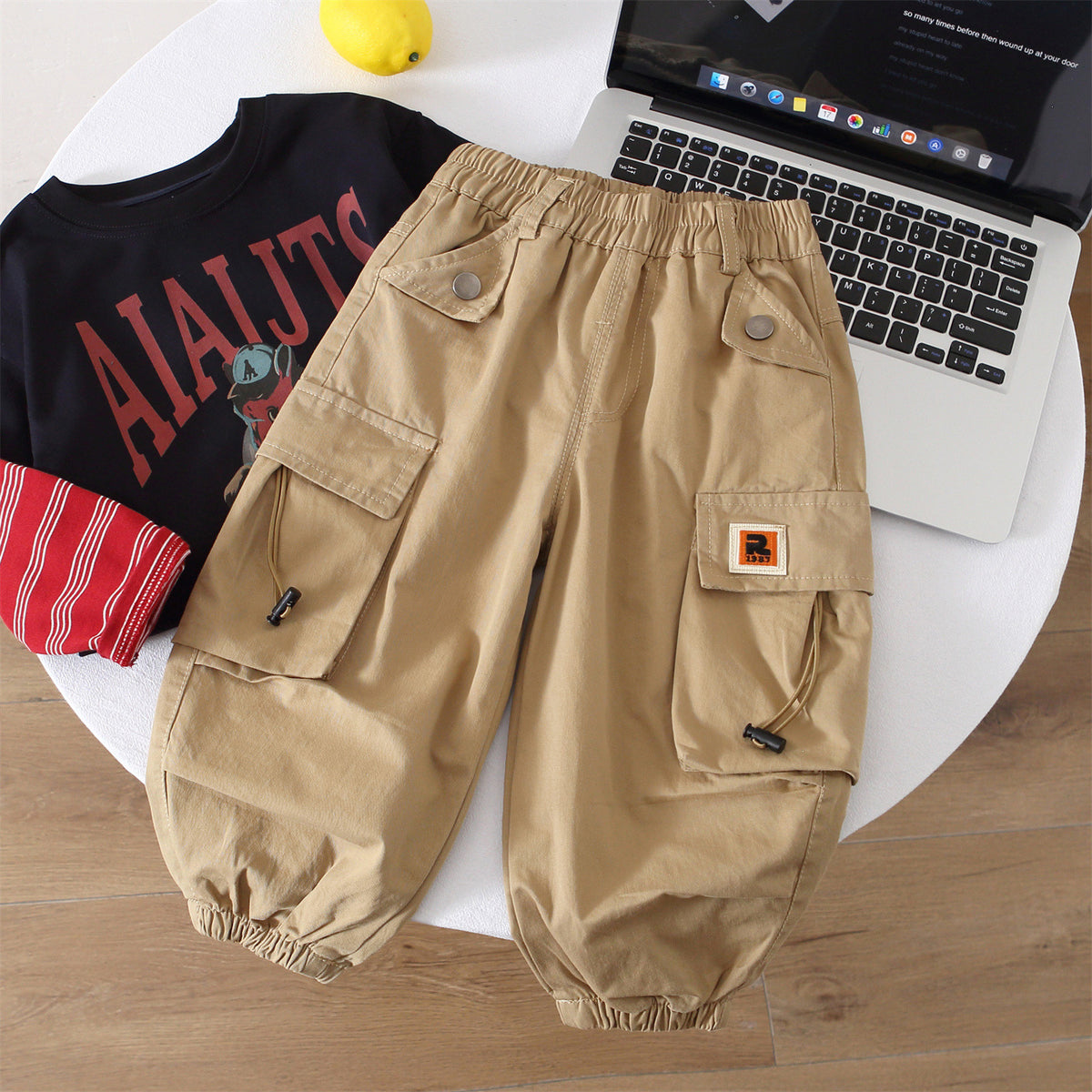 Boys' Autumn Cargo Jogger Pants Casual Trendy Kids Trousers